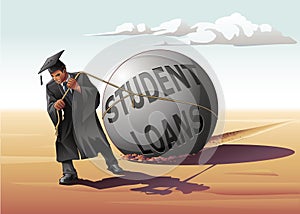 Man Dragging Student Loans