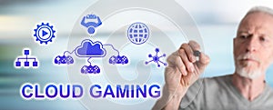 Man drawing cloud gaming concept
