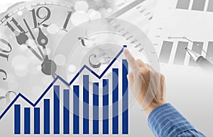 man drawing graph growth of business duration