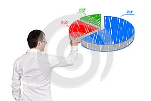 Man drawing pie chart