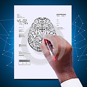 Man drawing the sketch of brain