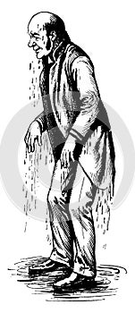 Man Drenched with Water, vintage illustration