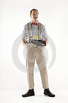 Man dressed as a nerd.