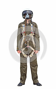 Man dressed as a pilot on a white background