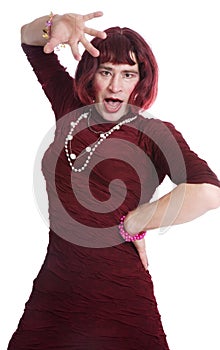 A man dressed as a woman