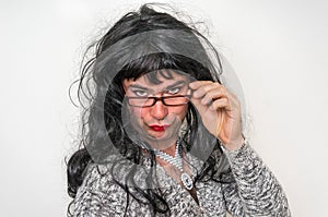 man dressed as woman - transsexual concept