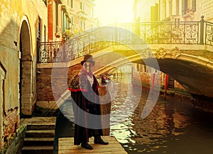 Man dressed in carnival costume in Venice, Italy