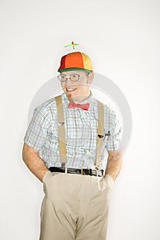 Man dressed like nerd.