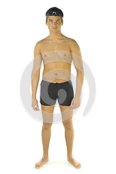 Man dressed swimming trunks