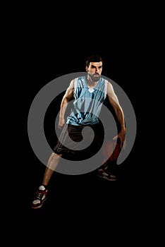 Man dribbling ball between legs