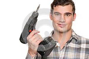 Man with drill machine