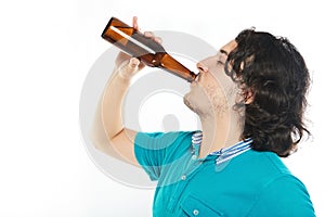 Man drink beer with pleasure