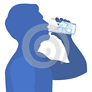 Man drink water. Concept of healthy lifestyle. Vector