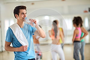 Man drink water after training