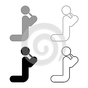 Man drinking alcohol from bottle of beer wine drunk people concept stick use beverage drunkard booze stands on the knees set icon