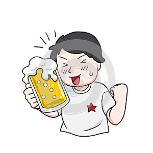 Man drinking beer and getting drunk
