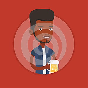 Man drinking beer vector illustration.