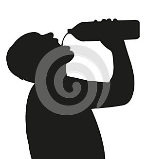 Man drinking bottled water - silhouette