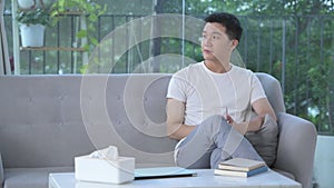 Man drinking glass of fresh pure purified water