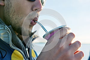 Man Drinking Yerba Mate drink