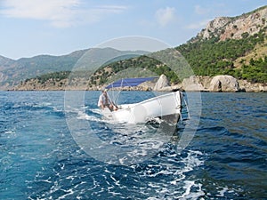 Man driving a boat