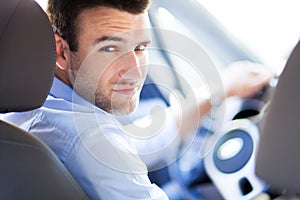 Man driving a car