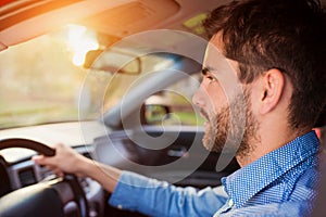 Man driving a car