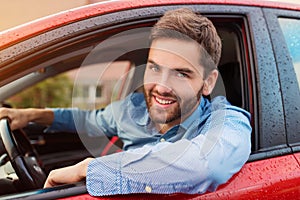 Man driving a car