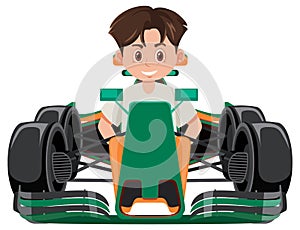 A man driving formula one racing car