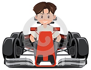 A man driving formula one racing car