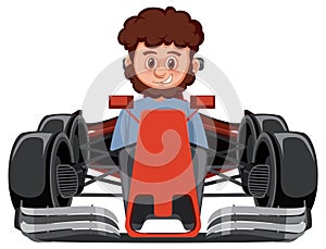 A man driving formula one racing car