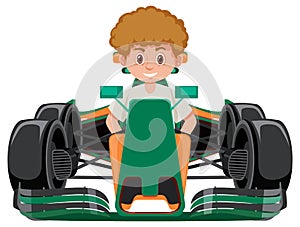 A man driving formula one racing car