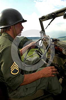 Man driving jeep