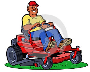 Lawnmower man character illustration handyman art photo
