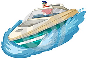 A man driving a speedboat