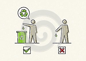 Man drops garbage vector illustration