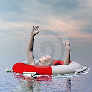 Man drowning - 3D render