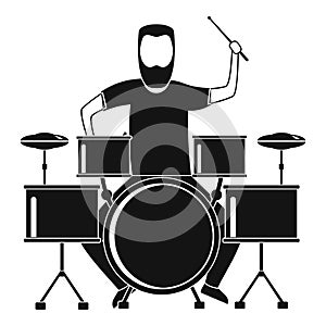 Man at drums icon, simple style