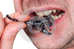 Man eat fried scorpion