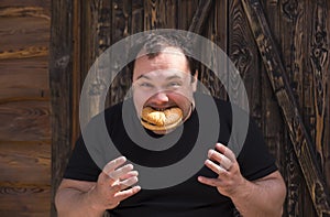 Man eating a hamburger