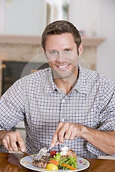 Man Eating Healthy meal, mealtime Together