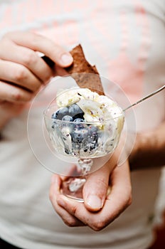 Man eating ice cream