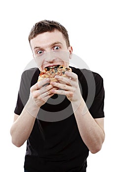 Man eating pizza