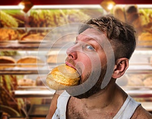 Man eating some bread