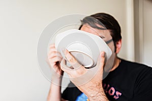 Man eating soup