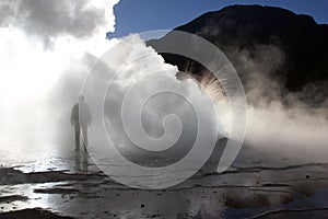 Man at El Tatio geysers