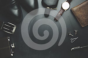 Man elegant accessorise on table