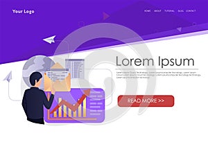 Man emailing business data in isometric and flat illustration design photo