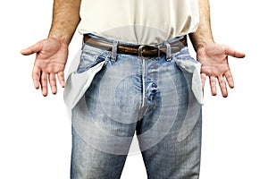 Man with empty pockets