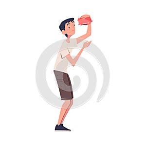 Man with Empty Pockets Sad in Standing Pose Vector Illustration